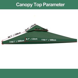 FAJOME 10' X 10' Replacement Gazebo Canopy Top - Gazebo Cover UV30 Waterproof 200g Canvas for Outdoor Garden Patio Pavilion Sun Shade (Color : Green, Size : 2-Tier)