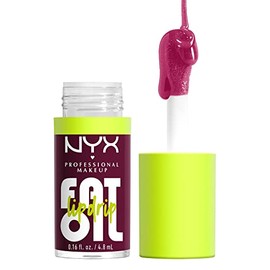 NYX Professional Makeup, Fat Oil Lip Drip Gloss Brillo labial efecto jugoso, hasta 12H de hidratación, con aceite de frambuesa, fórmula vegana, 4.8 ml - Tono That's chic (morado)