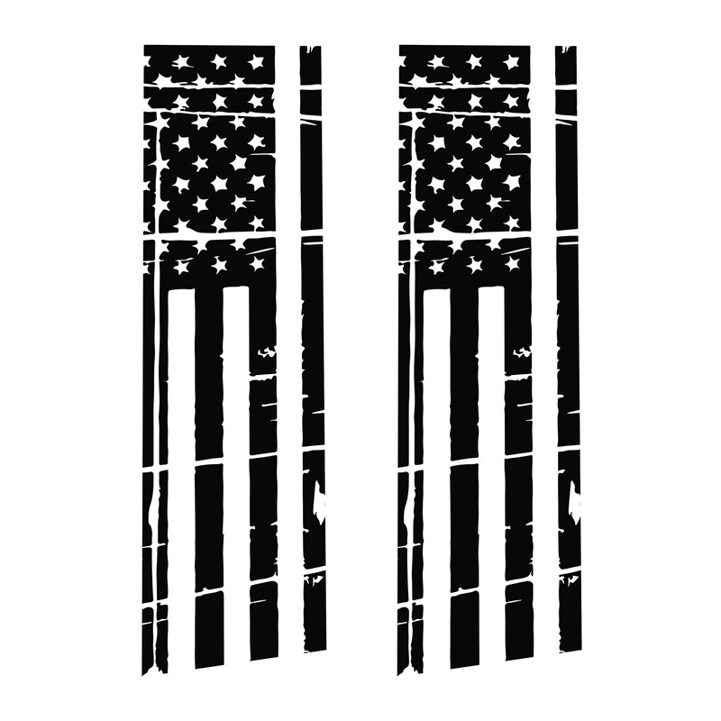 Tower Decals Matte Black Universal Distressed American Flag Vinyl Decal
