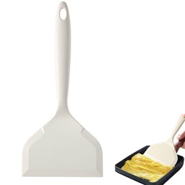 ヘラお好み焼きシリコン シリコンスパチュラターナー ノンスティックシリコン卵焼きスパチュラ 多目的ワイド卵焼きヘラ 一体成型 多機能 耐熱 調理器具 オムレツ パンケーキ サンドイッチ ステーキ用 ブラック/ホワイト (ホワイト)