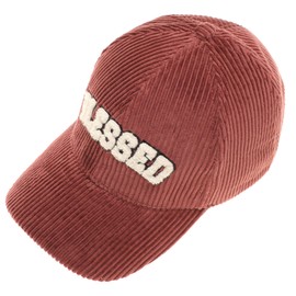 MIRMARU Women's 100% Cotton Corduroy Chenille 3D Patch Embroidered Adjustable Baseball Cap Hat (US, Alpha, One Size, Blessed-Burgundy)