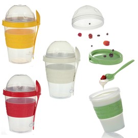 Reusable Yogurt Cups with Lids and Spoons, Perfect for Breakfast Snack Prep, Ideal for Storing Yogurt Oats Cereal and Smoothies, Take and Go Yogurt Parfait Cups with Lids, Reusable Container Cups