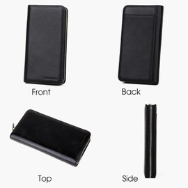 DONNAIN Premium Full-Grained Leather RFID Passport Holder for Travel, Multifunctional and Large Capacity RFID Blocking Passport Holder Wallet (Black)