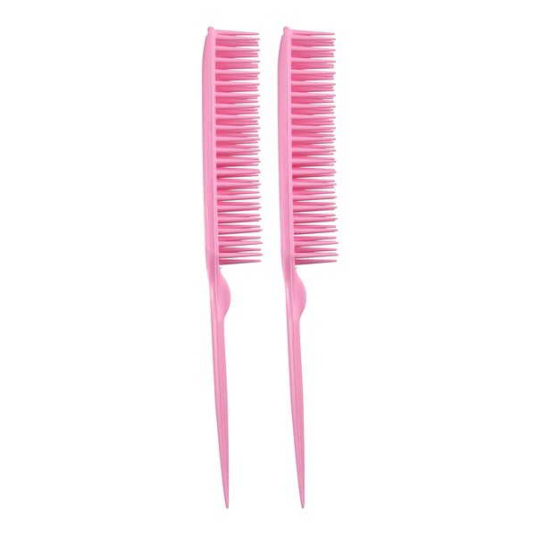 Allegro Combs 60 Parting Three Row Combs Salon Hairstylist Hairdresser Detangle Combs For Natural Hair And Wigs For Curly Hair Made In The Usa 2 Pcs. (Light Pink)