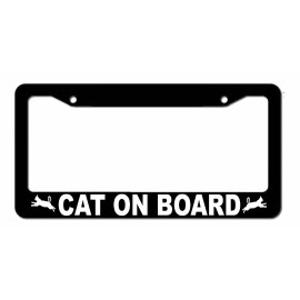 OwnTheAvenue Cat on Board Cute Pet Funny Kitty Car Truck Auto License Plate Frame