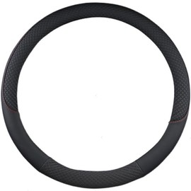 Car Semi Truck Van Leather Steering Wheel Cover Fits 14 15 16 17 18 19 Inch Maximum Grip Non Slip Durable Universal Fit for Most Vehicles (42cm/16.5in,Black)