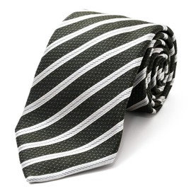 MICHIKO LONDON Brand Necktie, Made in Japan, Italian Fabric, Silk Jacquard Weave, Regimen, Striped, Dot, Business, Regular Size (A: D Green), A: D Green