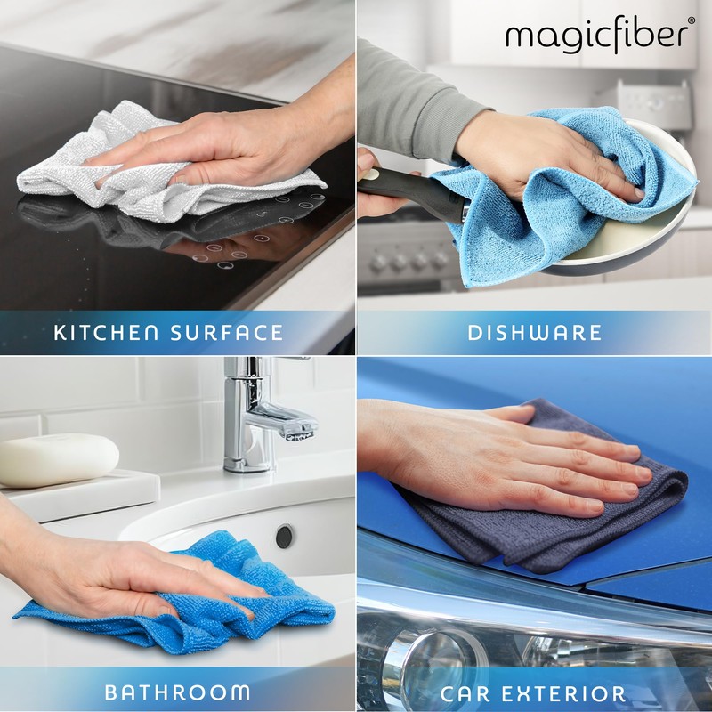 MagicFiber Microfiber Cleaning Cloth - 12 Pack, Large 13" x13”