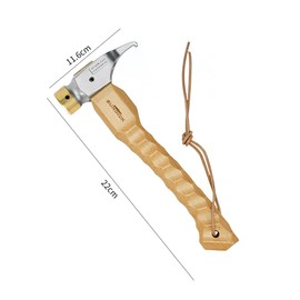 Peg Hammer, Short Hammer, Lightweight, Compact, Camping, Wooden Handle, Chestnut Processing, Brass Head, Outdoor Touring, Camping, Set Up Tools, For Tents, Climbing (Stainless Steel Copper Hammer with