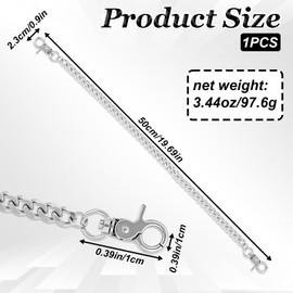 Grevosea Wallet Chain, 20 Inch Heavy Duty Pocket Chain with Lobster Clasps Punk Pants Chain for Men Women Belt Chain for Jeans Pants Clothing Goth Accessories