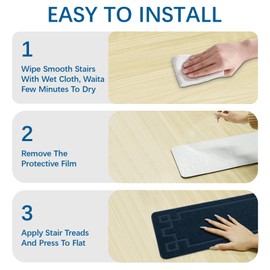 Blue Stair Treads for Wooden Steps,15 Pack 30" X 8" Non Slip Stairs Carpet Treads Indoor Stair Mats for Kids Elders and Pets