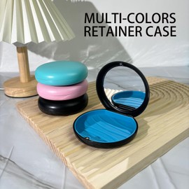 Maoerdental 2 Pack Aligner Case with Mirror,Convenient Retainer Case for Invisalign Aligners, Night Guards, and Mouth Guards(1PC Pink Purple+1PC Purple Green)