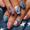 Independence Day Press on Nails Medium Square Fake Nails with