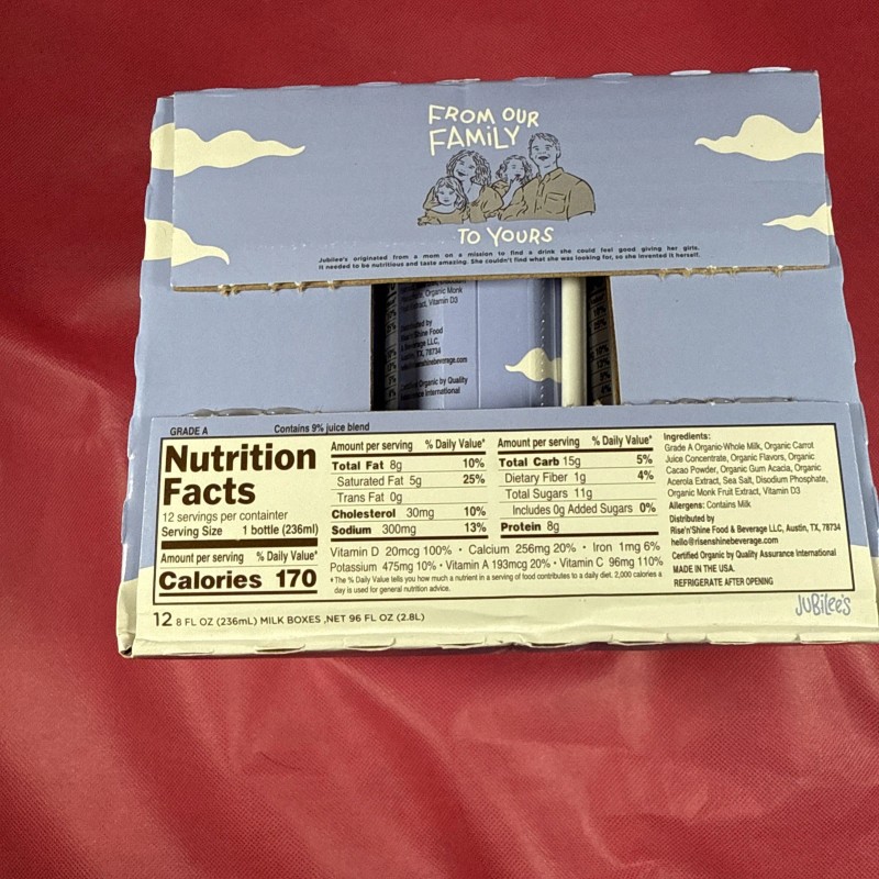 Jubilees Jubilee’s Organic Shelf-Stable, High Protein Milk Boxes for Kids,