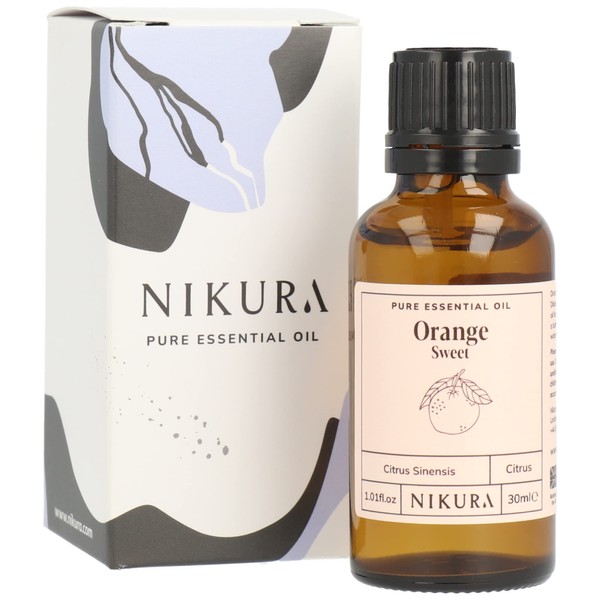 Nikura Orange (Sweet) Essential Oil - 30ml | 100% Pure Natural Oils | Perfect for Aromatherapy, Diffusers, Humidifier, Bath | Great for Self Care, Hair | Vegan & UK Made