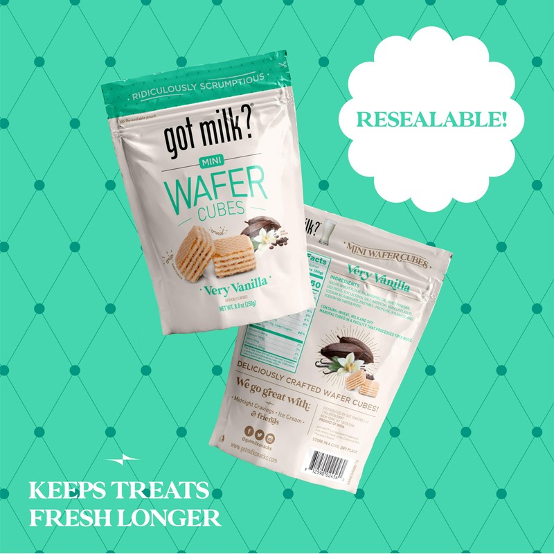 got milk? Very Vanilla Wafer Cubes, Delicious Wafer Squares for