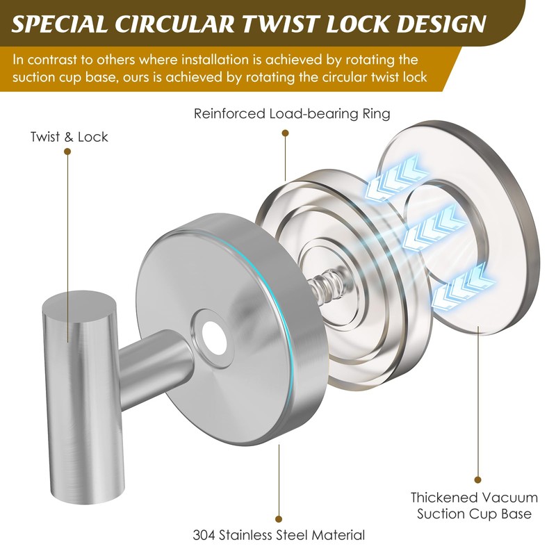 MOTAIPEAK Suction Cup Hooks for Shower,Heavy Duty Shower Towel Suction