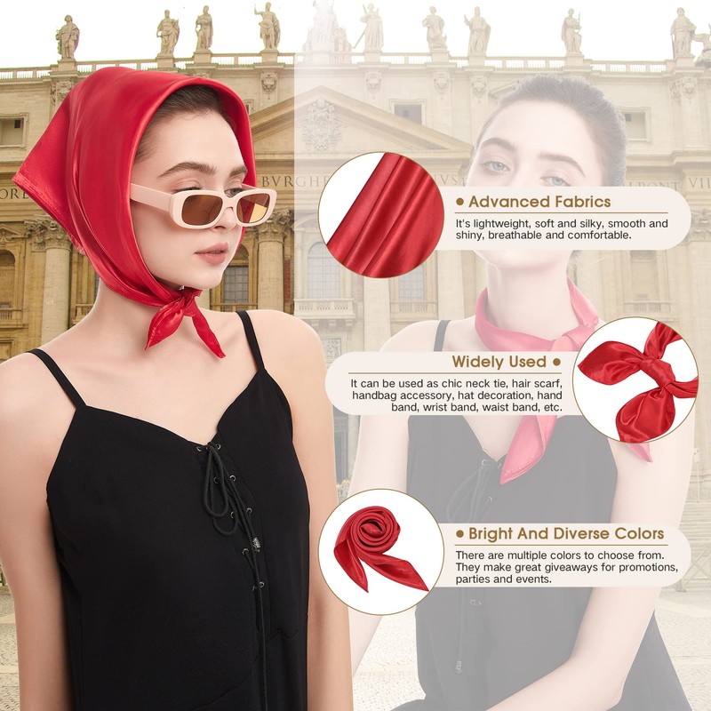 Zando Silk Head Scarf Wrap Neck Scarf Women Silk Feeling