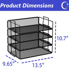 Stackable Letter Tray Paper Holder Desk Organizer for Home Office School, Black (4 Tier)