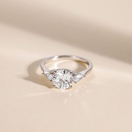 EAMTI 2CT 925 Sterling Silver Engagement Rings for Women Round Cut 3-Stone Promise Rings for Her Cubic Zirconia CZ Wedding Bands Size 5