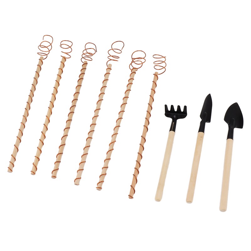 6PCS Electroculture Plant Stakes 10 Inch Natural Wood Stake Wrapped