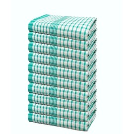 Lyra Linens - 100% Cotton Wonderdry Checked Tea Towels As Seen In Professional Restaurants & Hotels - Durable Long Lasting & Absorbent - x3 Colours To Choose From (2, Green)