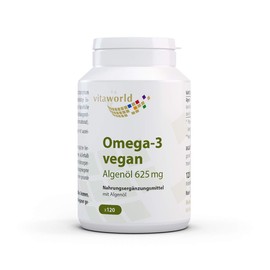 Vita World Omega 3 Vegan Algae Oil 625 mg 120 Capsules German Pharmacist Production