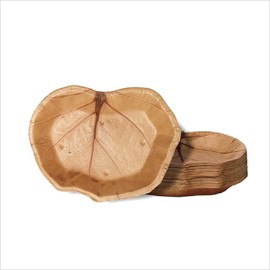 Indochine Art Leaf PLate Made From Seagrape Leaf 5x6 inch | Pack 50 | Premium Disposable Plates | Eco Friendly, Compostable & Biodegradable | Best For Birthday Party, Wedding