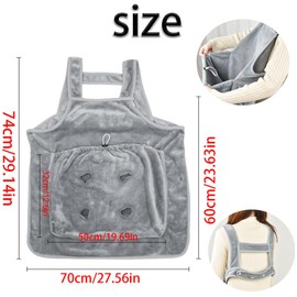 Carrier Apron, cat Carrying Apron, Wearable Soft Plush Cat Sling Carrier with Drawstring Pouch and 4 Paw Holes for Nail Cutting,Adjustable Cat Sling Carrier Bag for Holding Kitten for Travel