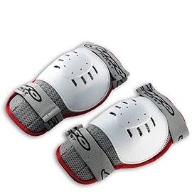 UFO Plast Made in Italy SK09076 Knee Guards/Lite and Compact/Plastic Pads/One-Size fits All/Multisport/High Resistance Plastic Material with Adjustable Straps. / Color: White with Red