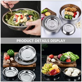 UPKOCH Serving Salad Plates Picnic Plates 6-Piece Stainless Steel Round Plates, (7inch /18cm) Dinner Plate Dish, Metal Dishes for Serving/Snack/Camping, Dishwasher Safe Serving Dishes