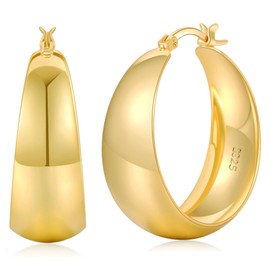 Senteria Chunky Gold Hoop Earrings for Women Hypoallergenic 14K Gold Plated Hoop Earrings Lightweight Thick Big Large Gold Hoop Earrings for Women 25mm