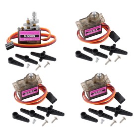 RCmall 4pcs MG90S Servo, Full Metal Gear 9g Micro Servo Upgrade SG90 Servo 180 Degree, Smart Car Robot Robot Arm for RC Models (with mechanical limitation)