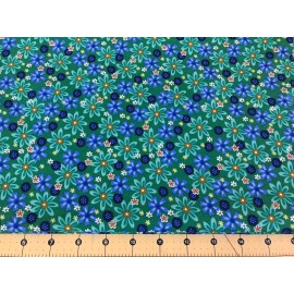 Floral on Green 100% cotton fabric sold by the yard #1275