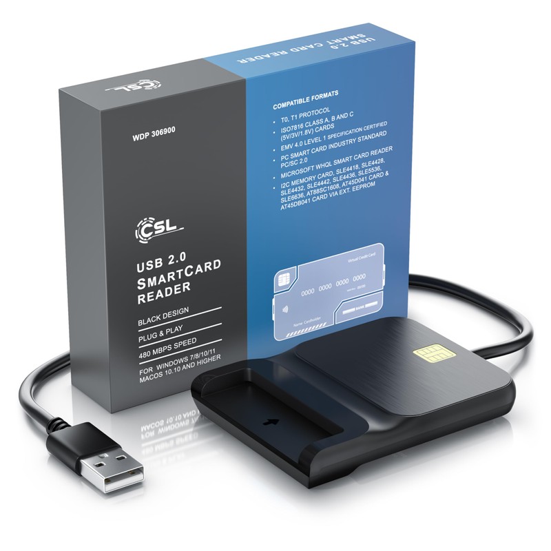 CSL - USB Chipkartenleser - SmartCard Reader/SIM Kartenleser - Plug&Play
