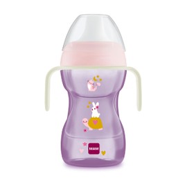 MAM Vaso Fun to Drink D121 270 ml Learning Cup with Spout and Lid for Babies from 8 Months, Pink