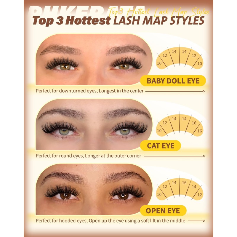 PHKERATA Fluffy Lash Clusters Wispy Eyelash Clusters, D Curl Cluster