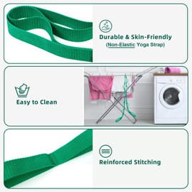 Abiarst Stretching Strap Yoga Strap for Physical Therapy, 10 Loops Yoga Straps for Stretching, Non-Elastic Stretch Strap for Pilates, Flexibility, Exercise, Stretch Band for Women & Men (2-Pack (Black+Green))