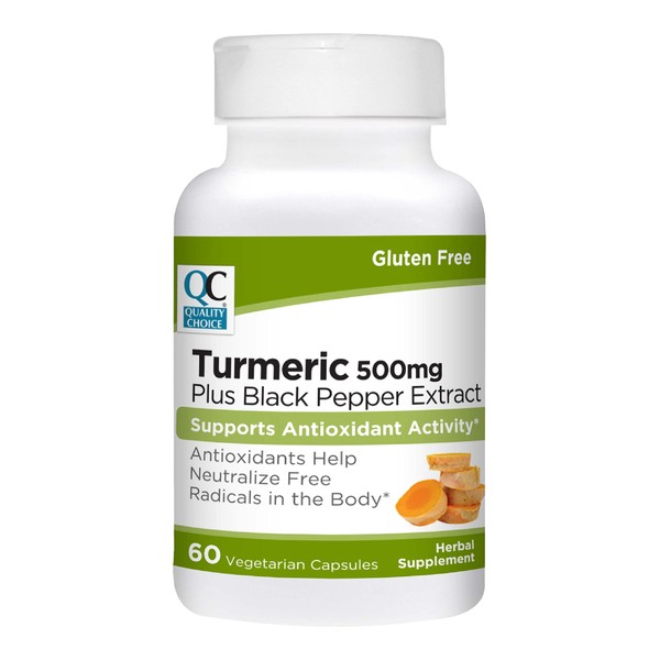 Quality Choice Turmeric Curcumin 500 mg with Black Pepper Extract Herbal Supplement Capsules, 60 ct