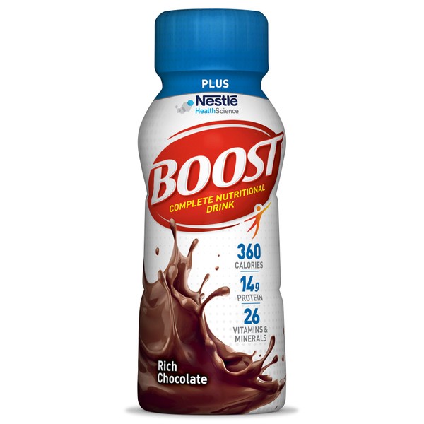 BOOST Plus Complete Nutritional Drink, Rich Chocolate, 8 Ounce Bottle (Pack of 12)