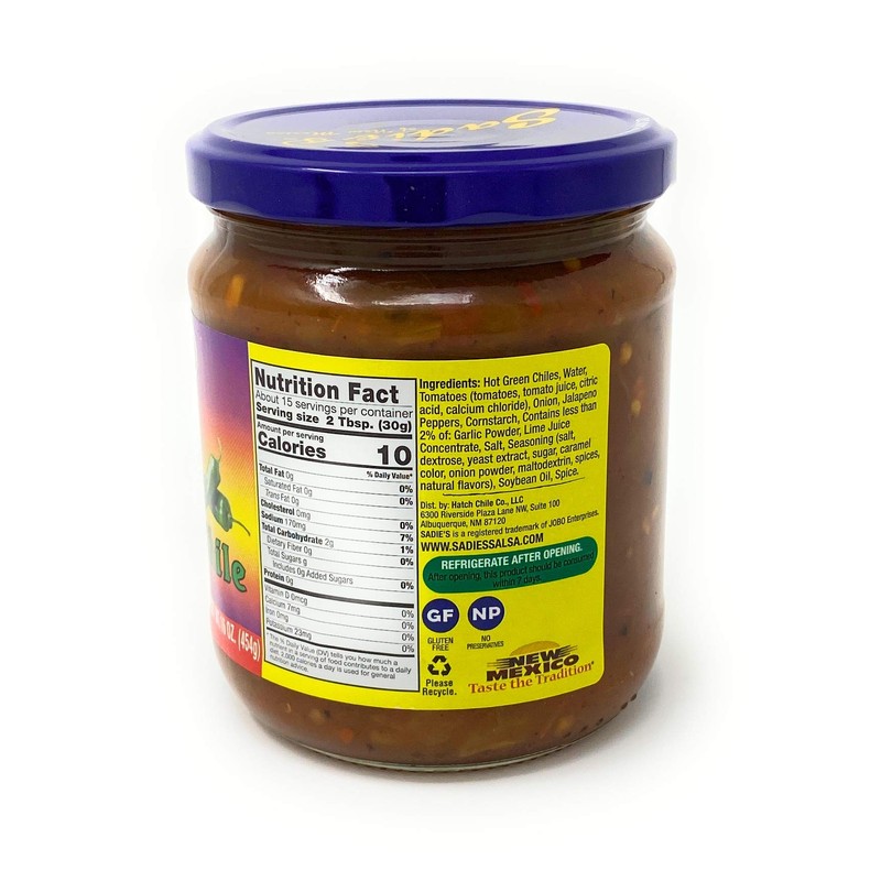 Sadie's of New Mexico Roasted Green Chile Hot Salsa 16oz