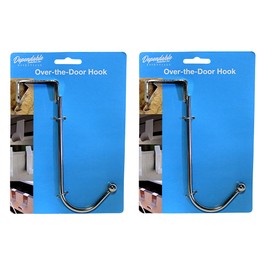 Set of 2 Over The Door Hooks – Polished Chrome Finish, Space-Saving Metal Hangers for Coats, Robes, Jackets, Hats, Towels, and More by Dependable Industries Inc.