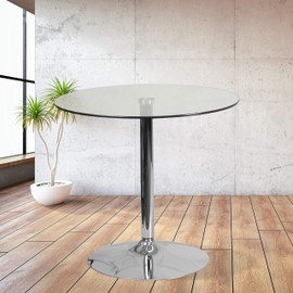 Flash Furniture 31.5'' Round Glass Table with 29''H Chrome Base