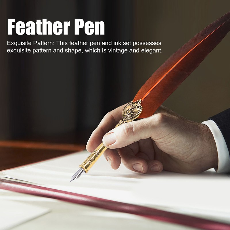 Feather Pen Exquisite Vintage Elegant Stainless Steel Smoothly Writing Wear
