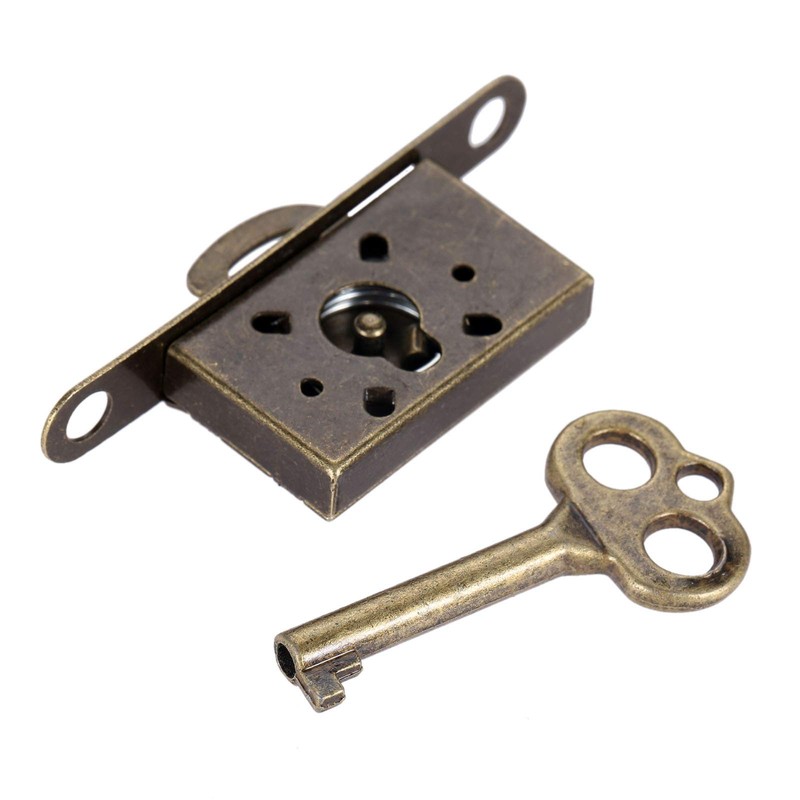 Dophee 1Set Antique Bronze Full Mortise Mini Decorative Locks with