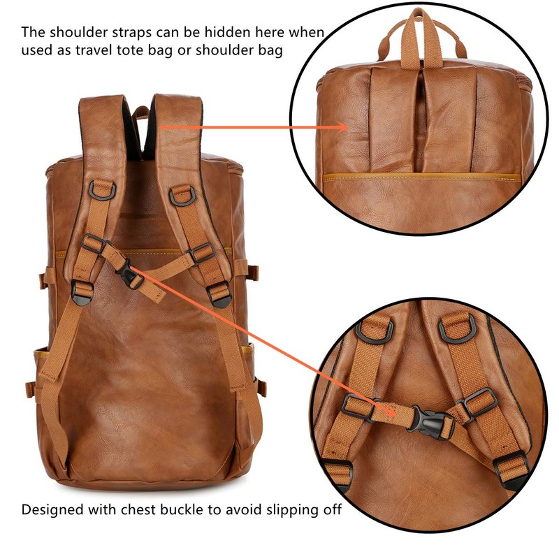 Baosha Stylish Vegan Leather Men Weekender Travel Duffel Tote Bag