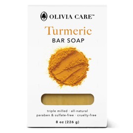 Olivia Care Turmeric Bar Soap -Natural, Vegan & Organic - For Face & Body Exfoliate, Hydrate, Moisturize & Deep Clean - Triple-Milled - Infused with Antioxidants - 8 OZ