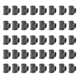 Home TZH 1/2" Pipe Fitting Tee, 40 Pack DN20 Gray Threaded Metal Pipe Fittings Tee for Steampunk Vintage DIY Plumbing, Shelf Brackets, Furniture Décor (40, 1/2")