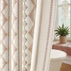 Boho Linen Shower Curtain for Bathroom with Striped Print,72" W