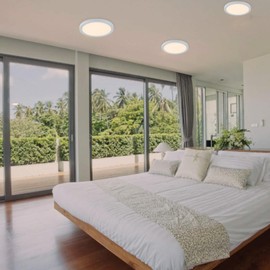 Alpinaluz LED Ceiling Light Round 18W Diameter 225mm Recessed or Ceiling Light with Adjustable Hole Diameter 65-200mm IP44 Ultra Thin 17mm CCT Dimmable 3000K/4000K/6000K Bathroom Kitchen